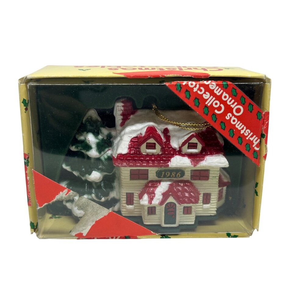 VTG 1986 Rex Lee New Home‎ Snowy Christmas Home Decor Ornament Miniature Holiday